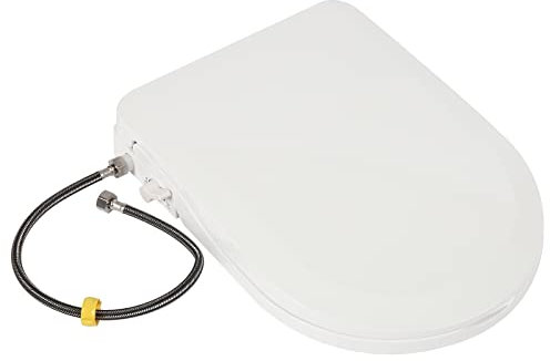 TONFEION Bidet Toilet Seat D Shape, Toilet Seats Bidet with Non Electric Self Cleaning Dual Nozzles Separated Rear (Feminine/Posterior Wash) Soft Closed Toilet Seat Combined Toilet Bidet, White