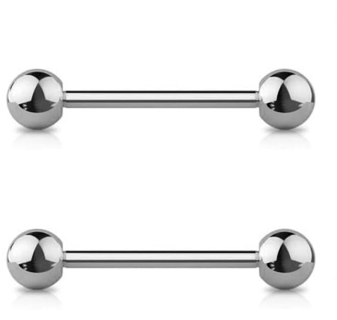Juvel tunna 2 st tungpiercing stänger rak skivstång smycken bröstvårta stav ring 14 g (1,6 mm) 12 mm 14 mm 16 mm längd, 4/5/6 mm bollar, kirurgiskt stål par, 316L kirurgiskt stål