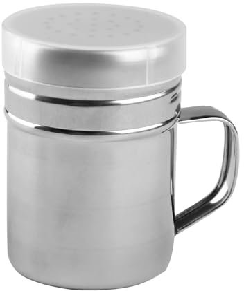 Bojueshaw Stainless Steel Powder Shaker Bottle,Multi-Hole Dispenser Rust-Proof Kitchen & Baking Tool with Handle for Cocoa,Sugar,Flour & Spices