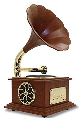 ZJFHEYUO Giradischi, fonografo Bluetooth 4.2, Giradischi, Altoparlante Stereo dinamico, Mini, in Metallo, Stile retrò, Cavo O, Decorazione per casa, Ufficio, Club, Bar, Ornamenti,