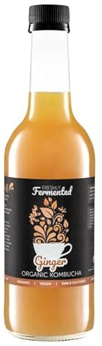 Freshly Fermented - Organic Certified Ginger Kombucha Drinks | 500ml Bottles | Hand Crafted in the UK | 6 Pack