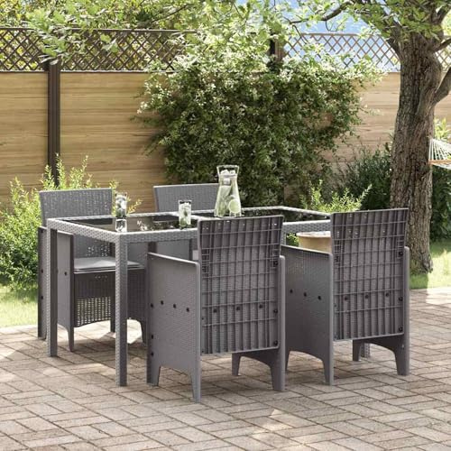 Mengtu Garden Chair Set of 4, Modern Outdoor Seating with Ergonomic Design and UV-Resistant Polypropylene Frame, 53×49×85 cm, Rattan-Look Finish for Group Garden Gatherings and Leisure Activities