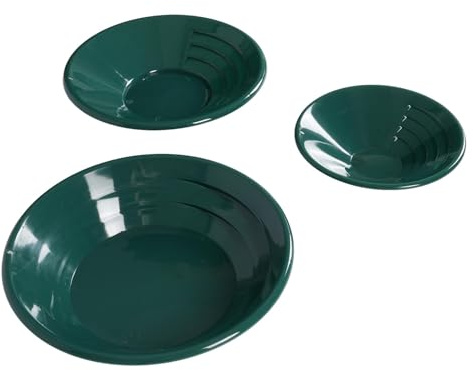 Hamwesh Gold Pan, 3Pcs Gold Panning Kit with ABS Reusable Outdoor Prospecting Tools for Adults and Kids Lightweight Green Pan Set 90° Internal Thread Design Multiple Sizes for