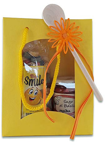 Bull & Bear Pasta bunte Smiley-Nudeln “Big Smile” 250g, Motivnudeln handgefertigt, im Set mit Sugo al Basilico, Geschenk