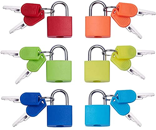 LATRAT 6 pièce Mini Cadenas à Bagage, Multicolore Cadenas Valise avec 2 Clé pour Bagage Valise Petit Cadenas Clef, pour voyage, valise, école, sac d'ordinateur portable, Couleur aléatoire