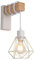 B·LED BARCELONA LED LedApplique da parete vintage in design industriale, lampada retrò in acciaio e legno, colore bianco, marrone, attacco E27 (LM133-B-Y)