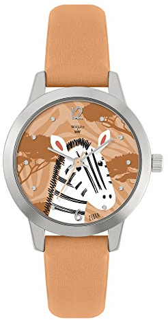 Tikkers WWF Zebra unisex barn analog kvartsur med polyuretanrem TKWWF006, Orange, armband