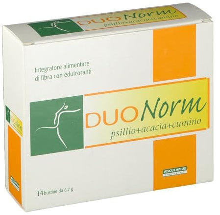 AESCULAPIUS FARMACEUTICI DuoNorm 14 Bustine - Integratore Alimentare di Fibra con Psillio, Acacia e Cumino