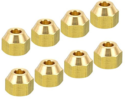 PATIKIL 1/4 SAE Filetage Laiton Évaser Capuchon, 8 Paquet 45 Degré Évasé Tube Raccord Écrou Hydraulique Tuyau Raccord pour Air Climatiseur Eau Gaz Ligne, Brillant Surface