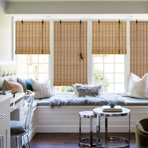 Cy.curtain bright Bambusrollo Bambus Rollo Sonnenschutz und Sichtschutz Rollo,für Fenster Und Türen,Blickdicht,Bambus Jalousien Innen,120x250CM