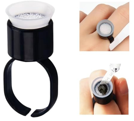 FKDG 50PCS Tattoo Ink Cups with Sponge, Eyelash Glue Holder, Pigment Rings, Ink Caps, Microblading Permanent Makeup Supplies for Adults