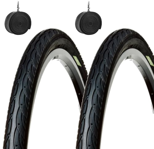 Ecovelo' 2 Copertoni 26 x 1.95 + Camere Pneumatici Stradali 50-559 Gomme Slick da Strada Bici Ibrida Mtb Montagna Adulto