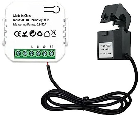 CosyCaya Tuya Smart ZigBee Medidor de EnergíA 80A con AplicacióN de Abrazadera Monitor KWh Voltaje Corriente Consumo de EnergíA 110V 240V