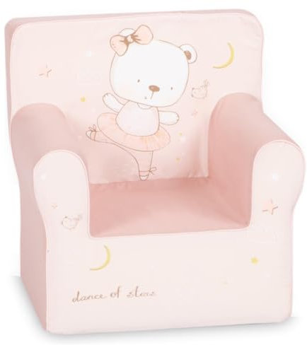 Gomoor Kindersessel ab 1 Jahr - Rosa Tanzbär - Kindersofa - Spielsofa - Kinder Sessel für Mädchen - Baby Sofa - Bezug aus 100% Baumwolle waschbar - Füllung aus Schaumstoff