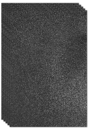 PATIKIL Black Shiny EVA Glitter Foam Sheet 11.8 x 7.9 Inch 2mm Thick with Back Adhesive Sparkle EVA Glitter Felt for Crafts DIY Project, 5 Pcs