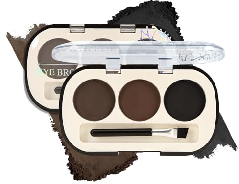 Apooliy Kit de Maquillaje de Cejas de 3 Colores,Paleta de Cejas de Larga Duración,Polvo Para Rellenar Cejas Con Pincel Para Cejas,Paleta Profesional Para Contorno de Cejas,Crea Cejas Naturales