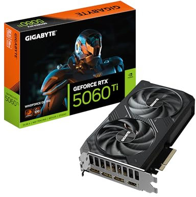Gigabyte GeForce RTX 5060 Ti WINDFORCE OC 16G Grafikkarte – 16 GB GDDR7, 128 Bit, PCI-E 5.0, 2587 MHz Kernfrequenz, 3 x DisplayPort, 1 x HDMI, GV-N506TWF2OC-16GD