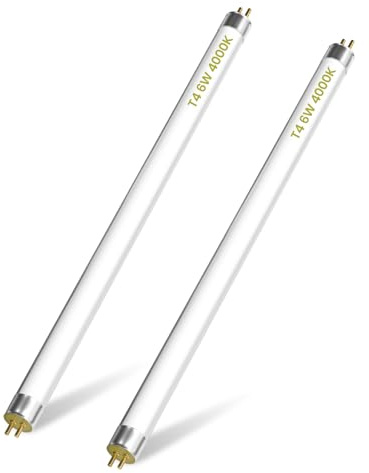 LamptobeTubos Fluorescentes Pequeños T4 6W 232MM - Bombilla Fluorescente 2 Pines G5 Blanco Natural 4000K Bombilla T4 de Alta Eficiencia, 232MM Incluyendo Clavijas/ 218MM Excluyendo Clavijas (2-Pack)