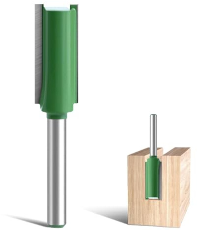 Green Two Flute Straight Router Bit 12mm Cutting Diameter 1/4 Inch Shank Tungsten Carbide Woodworking Tool Durable Precision Router Cutter