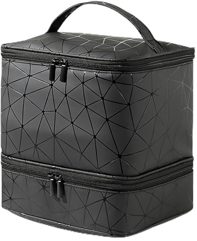 Nagellack Aufbewahrungstasche – Wasserdichter Organizer für 30 Flaschen & 1 Nagellampe, Doppelschichtiger Tragbarer Nagellack Organizer für Nageldesign Zubehör (Schwarz)