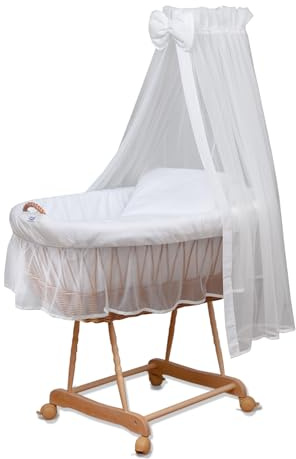 Waldin Stubenwagen-Set mit Ausstattung,XXL,Bollerwagen,komplett,9 Modelle wählbar,weiß/weiß