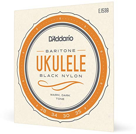 D'Addario Baritone Ukulelesträngar, svart nylon, EJ53B, 4-strängad uppsättning, 1-pack