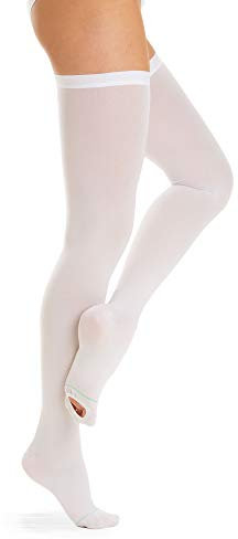 Relaxsan Antitrombo M2370A (1 Paio - Bianco, M) calze autoreggenti per degenza con punta ispezionabile antiembolismo K1 compressione graduata 18-23 mmHg