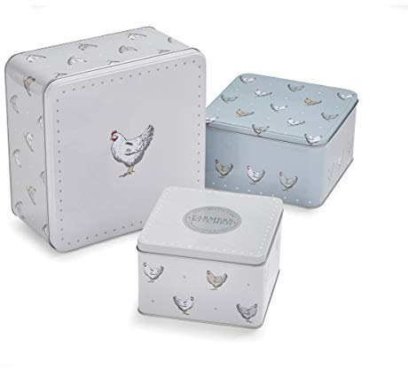 Cooksmart England Set of 3 Cake Storage Tins | British Designed Nesting Cake Tins for Cakes & Biscuits | Cake Tin/Biscuit Tin Available as Square Cake Storage Tin or as Round Cake Storage Tin