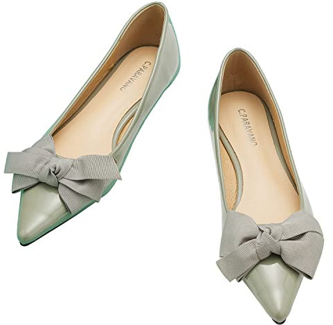 C.Paravano Ballerinas Damen Elegante und Bequeme Flachschuhe Spitze Ballerinas für den Alltag, Büro & Festliche Anlässe (41,Hellgrün)