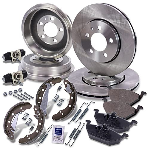 ATEC Germany Bremsenset Vorderachse inkl. Bremsscheiben Ø 256 mm Belüftet + Bremsbeläge Vorne + Bremsbacken Hinten + Bremstrommel Hinten
