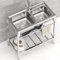 2 Compartment Utility Sink Stainless Steel Commercial Kitchen Sink Hand Wash Basin Sink w/Cold Hot Water Pipe Undershelf Tap for Outdoor,Garage,Laundry,Utility Room,80cm