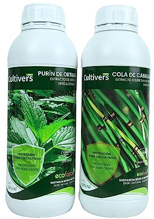 CULTIVERS Pack Cola de Caballo y Purín de Ortiga 1 L para plantas. Súper concentrado. Protección para tus plantas.