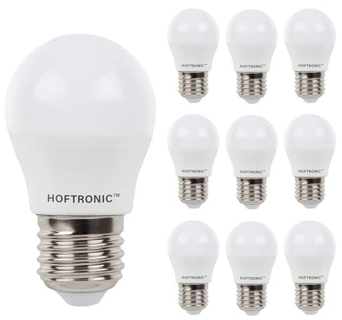HOFTRONIC - 10x LED E27 Glühbirne - 4,8 Watt 470 Lumen - 4000K Neutralweiß - Lampen Große Fassung - Ersetzt 40 Watt - LED Leuchtmittel - G45 LED Birnen