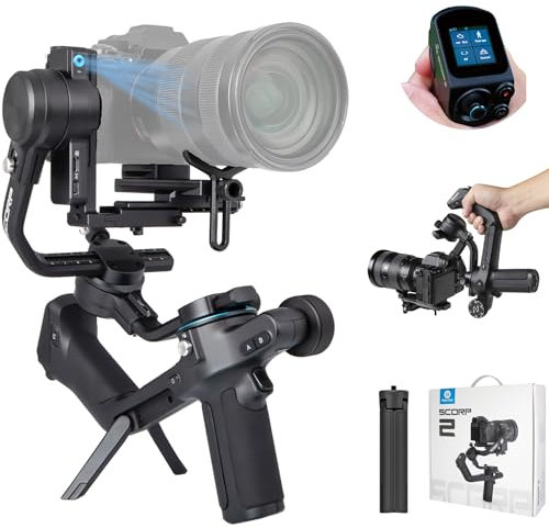 FeiyuTech SCORP 2 Gimbal Stabilizer for DSLR and Mirrorless Camera Canon/Sony/Panasonic/Nikon/Fujifilm, 3-Axis Camera Gimbal with AI Tracker, 5.5 lbs Payload, 1.3 OLED Touchscreen, Vertical Shooting