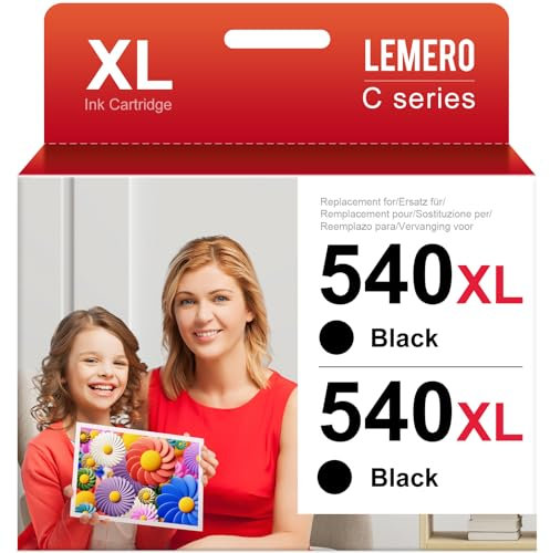 Lemero PG 540XL Schwarz Patronen Kompatibel für Canon Druckerpatronen 540 XL Multipack Black PG 540 XL für Canon Pixma TS5150 TS5151 MG3650S MG3650 MG3150 MG3250 MG3550 MG3600 MX475(2 Schwarz,2-Pack)