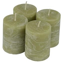 Homéa, Set de 4 Bougies Pilier D4 x H5 cm Rustique Coloris Tilleul