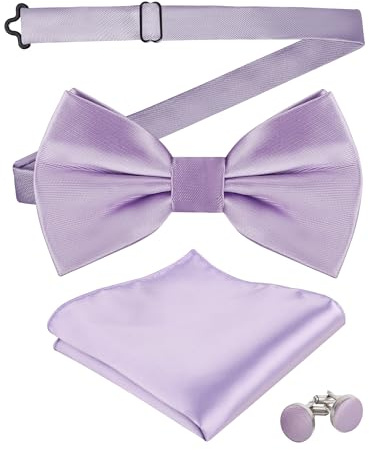 Alizeal Mens Tuxedo Tuxedo Bow Tie, Hanky e Gemelli Set