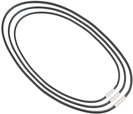 OWLMATE 3 Stück Lederkette Herren, Lederhalsband Männer, Lederkette mit Verschluss, Lederband Kette 316 Edelstahl Verschluss Wachs Lederkette für Männer und Frauen (Schwarz)