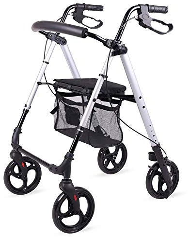 Rollator Pieghevole Rollator Walkers Rollator In Alluminio Leggero A 4 Ruote Rollator Walker Pieghevole Con Freno A Mano Con Sedile Imbottito Rollator Rollator Regolabile Con Sedile Stabilizzatore Pe