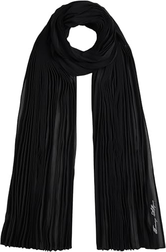 Tommy Hilfiger Bufanda Mujer Script Chiffon sencilla, Negro (Black), Talla Única