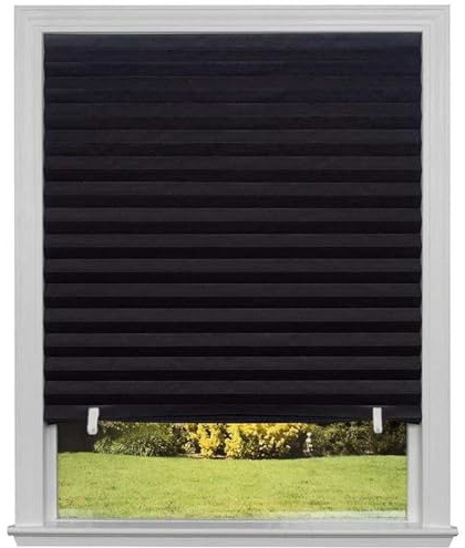 JMORCO Store Plissé sans Percage Stores plissés en Tissu Non tissé, Rideau occultant Auto-adhésif for Chambre à Coucher, Salon, Bureau, décoration(Black,L-90x150CM)