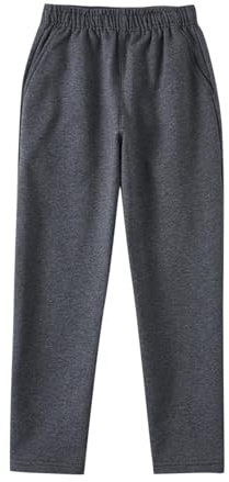 Boys Joggers Pants Cotton School Trousers Kids Sweatpants with Elastic Waist Loose Fit Sports Jogging Trousers Solid Baggy Comfortable Tracksuit Bottoms with Pockets Dark Gray