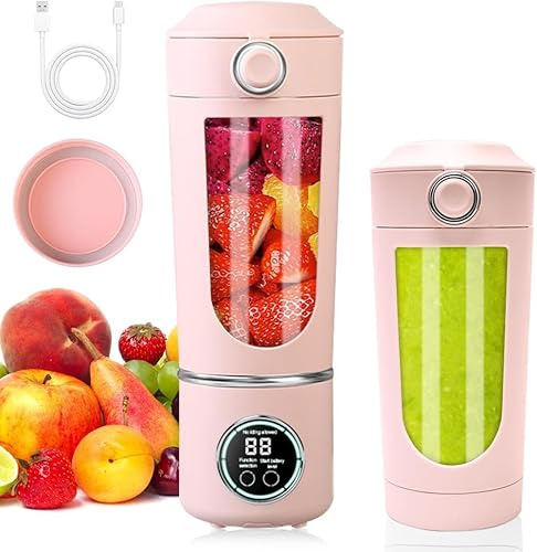 Tragbarer Mixer, 700 ml kleiner Mixer Smoothie, Mini-Standmixer mit 12 Edelstahlklingen und Digitalanzeige, Wiederaufladbarer Shakes und Smoothie-Maker für Reisen, Fitness, Küche