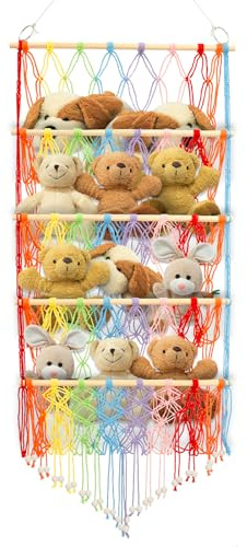 4-layer Versatile Plush Toy Storage, Soft Toy Hammock Large-Capacity Nursery Hanging Holder Organizer Stable Stuffed Animals Holder for Kids Children Bedroom(colour)