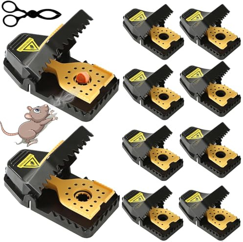 LeKuni Tapetteà Souris, Piège à Rat Efficace Rapide, Piège Souris en Plastique réutilisables, Tiege a Rat utilisables à l'intérieur et à l'extérieur, Mouse Trap Lot de 11 (2L+8S+1clip)