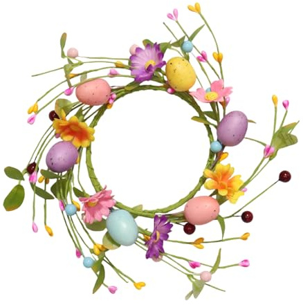 Corona Per Candela Di Pasqua, Ghirlanda Colorata Di Uova E Fiori Per Decorazioni Pasquali, 27 Cm | Decorazioni Per Corona Di Pasqua Per Casa, Parete, Tavolo, E Centrotavola