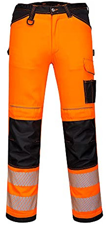 Portwest PW3 Hi-Vis Work Trouser, PW340OBR40, Colour: Orange/Black, Size: 40