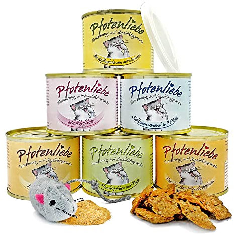 Pfotenliebe Bio-Katzenfutter, Schnupperpaket mit verschiedenen Sorten, ausgezeichnete Bio Qualität seit 2007, 6x200g