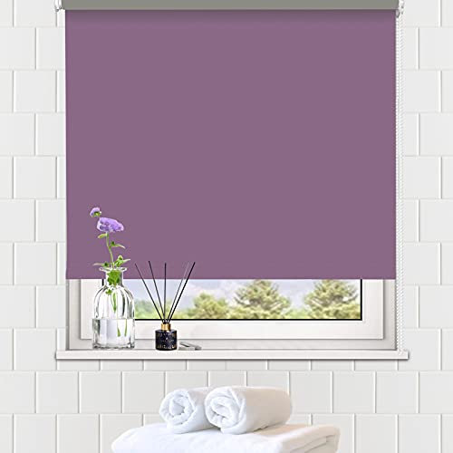 LUCKUP 100% Blackout Waterproof Fabric Window Roller Shades Blind, Thermal Insulated,UV Protection,for Bedrooms,Living Room,Bathroom,The Office, Easy to Install 51 x 183 cm(Aubergine)