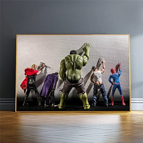 Pittura su tela Vendicatori nel bagno Film Hulk Supereroe Manifesto Stampa artistica Immagine da parete moderna per camera dei bambini Camera dei ragazzi Decorazioni per la casa Senza cornice 60x90cm